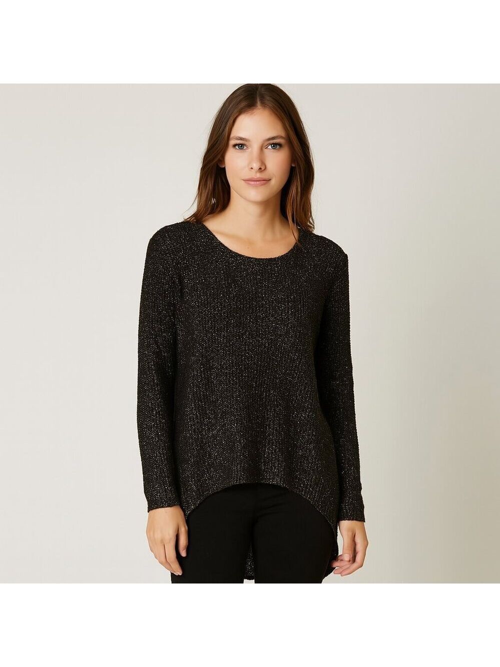 Rock & Republic Metallic Gold Black Sweater | Hi-Lo Hem | Size M